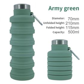 500ml outdoor retractable water bottle portable collapsible silica gel sports cup - as shown - A04 500ML