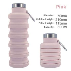 500ml outdoor retractable water bottle portable collapsible silica gel sports cup - as shown - A02 500ML