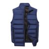 Men's Cotton Vest Stand Collar Warm Autumn&Winter Zipper Waistcoat - Blue - L