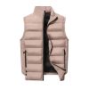 Men's Cotton Vest Stand Collar Warm Autumn&Winter Zipper Waistcoat - Khakl - S