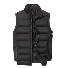 Men's Cotton Vest Stand Collar Warm Autumn&Winter Zipper Waistcoat - Black - M