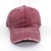 Water washed worn-out baseball cap Autumn and winter vintage personality worn-out edge soft top cap - red - Adjustable