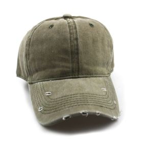 Water washed worn-out baseball cap Autumn and winter vintage personality worn-out edge soft top cap - khaki - Adjustable