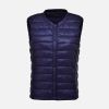 Women's Ultra Light Duck Down Vest Autumn Winter Warm Round Collar Sleeveless Coat 2019 Light Weight Korean All Match Thin Vests - navy blue - L