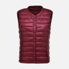 Women's Ultra Light Duck Down Vest Autumn Winter Warm Round Collar Sleeveless Coat 2019 Light Weight Korean All Match Thin Vests - burgundy - XL