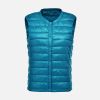 Women's Ultra Light Duck Down Vest Autumn Winter Warm Round Collar Sleeveless Coat 2019 Light Weight Korean All Match Thin Vests - lake blue - XXL