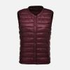 Women's Ultra Light Duck Down Vest Autumn Winter Warm Round Collar Sleeveless Coat 2019 Light Weight Korean All Match Thin Vests - dark red - L