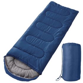 Camping Sleeping Bags for Adults Teens Moisture-Proof Hiking Sleep Bag with Carry Bag for Spring Autumn Winter Seasons - Navy Blue