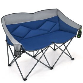 Folding Camping Chair with Bags and Padded Backrest - Blue