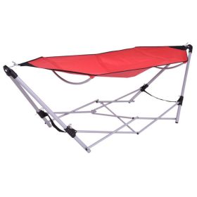 Portable Folding Steel Frame Hammock with Bag - Red