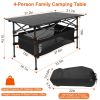 Folding Camping Table Portable Lightweight Aluminum Roll-up Picnic BBQ Desk with Carrying Bag Heavy Duty Outdoor Beach Backyard Party Patio - Black