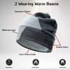 Lightweight Beanie Hat Softer Warm Color block Slouchy Beanie 2 wearing Skull Caps - Black