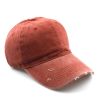 Water washed worn-out baseball cap Autumn and winter vintage personality worn-out edge soft top cap - red - Adjustable