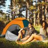 4 Persons Camping Waterproof Tent Pop Up Tent Instant Setup Tent w/2 Mosquito Net Doors Carrying Bag Folding 4 Seasons  - Orange