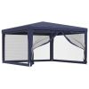 Party Tent with 4 Mesh Sidewalls Blue 13.1'x13.1' HDPE - Blue