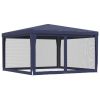 Party Tent with 4 Mesh Sidewalls Blue 13.1'x13.1' HDPE - Blue