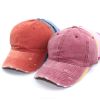 Water washed worn-out baseball cap Autumn and winter vintage personality worn-out edge soft top cap - red - Adjustable