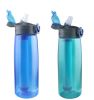 Portable Water Filter Bottle BPA Free Water Purifier with Intergrated Filter Straw for Outdoor Camping Hiking - Blue