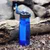 Portable Water Filter Bottle BPA Free Water Purifier with Intergrated Filter Straw for Outdoor Camping Hiking - Green